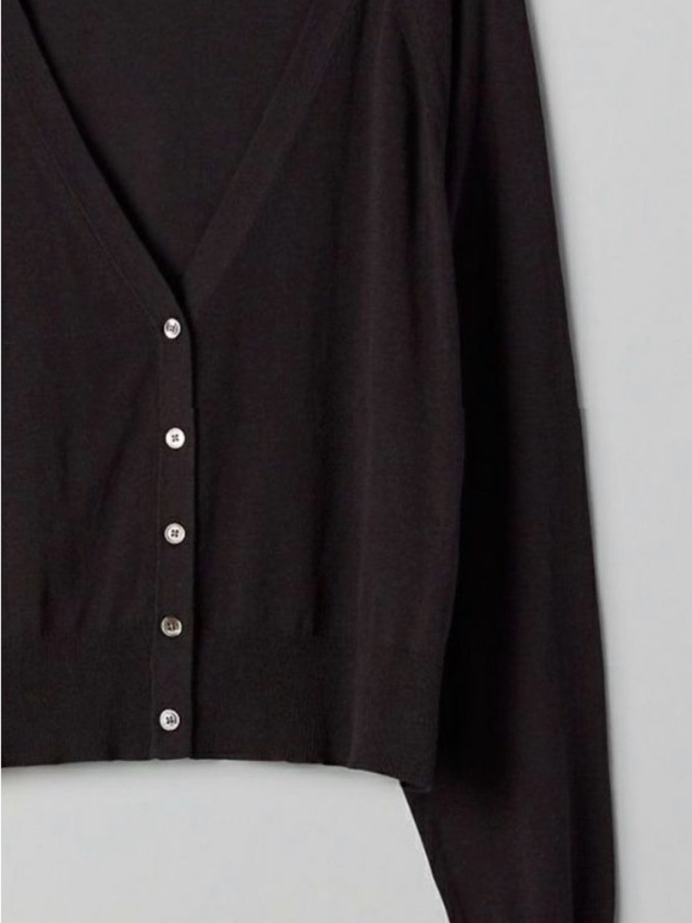Babaton Black V-Neck Button Front Cardigan, cotton blend